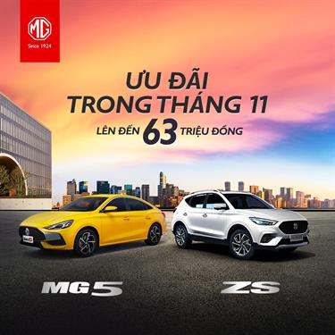 Khuyến mãi đặc biệt khi sở hữu xe MG trong tháng 11/2023